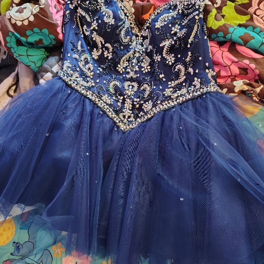 Elegant Navy Blue adult prom dress